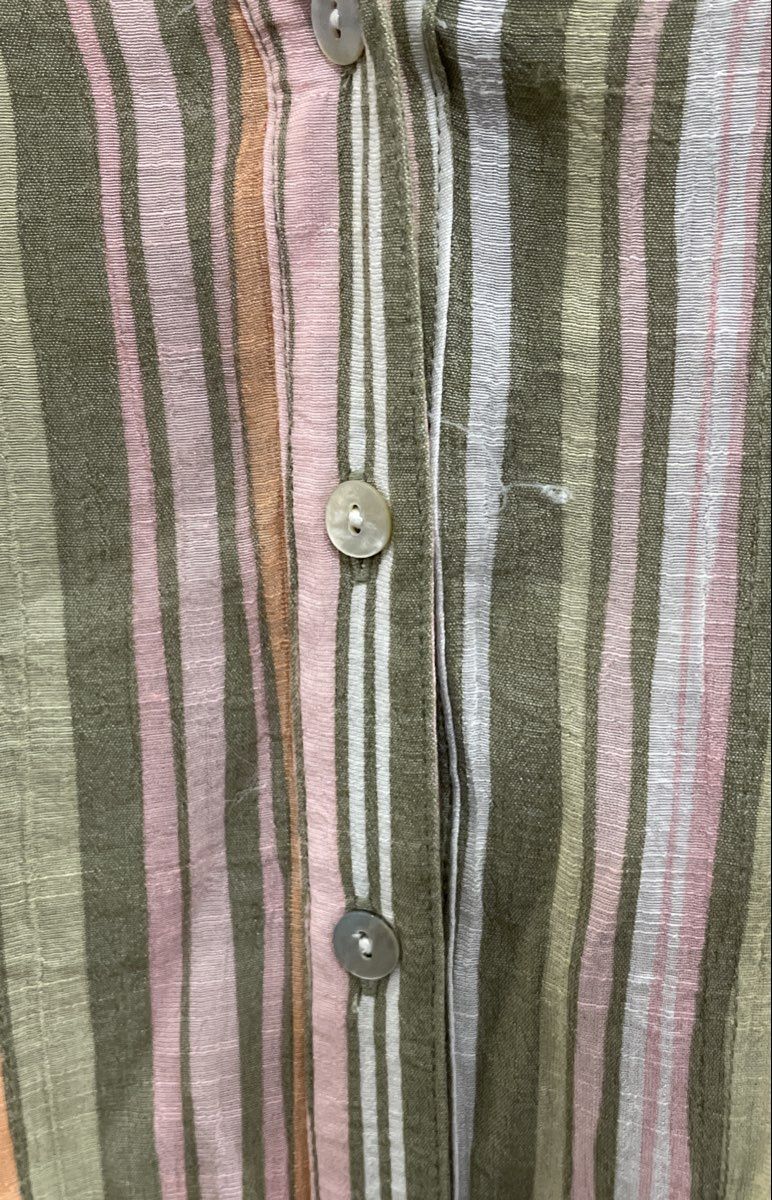 Ruby Rd. Women's Multicolor Striped Roll Tab Long Sleeve Button Up Blouse Size L