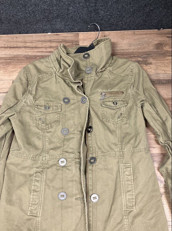Hurley Women's Olive Green Military Utility Field Jacket Cotton Sz M
