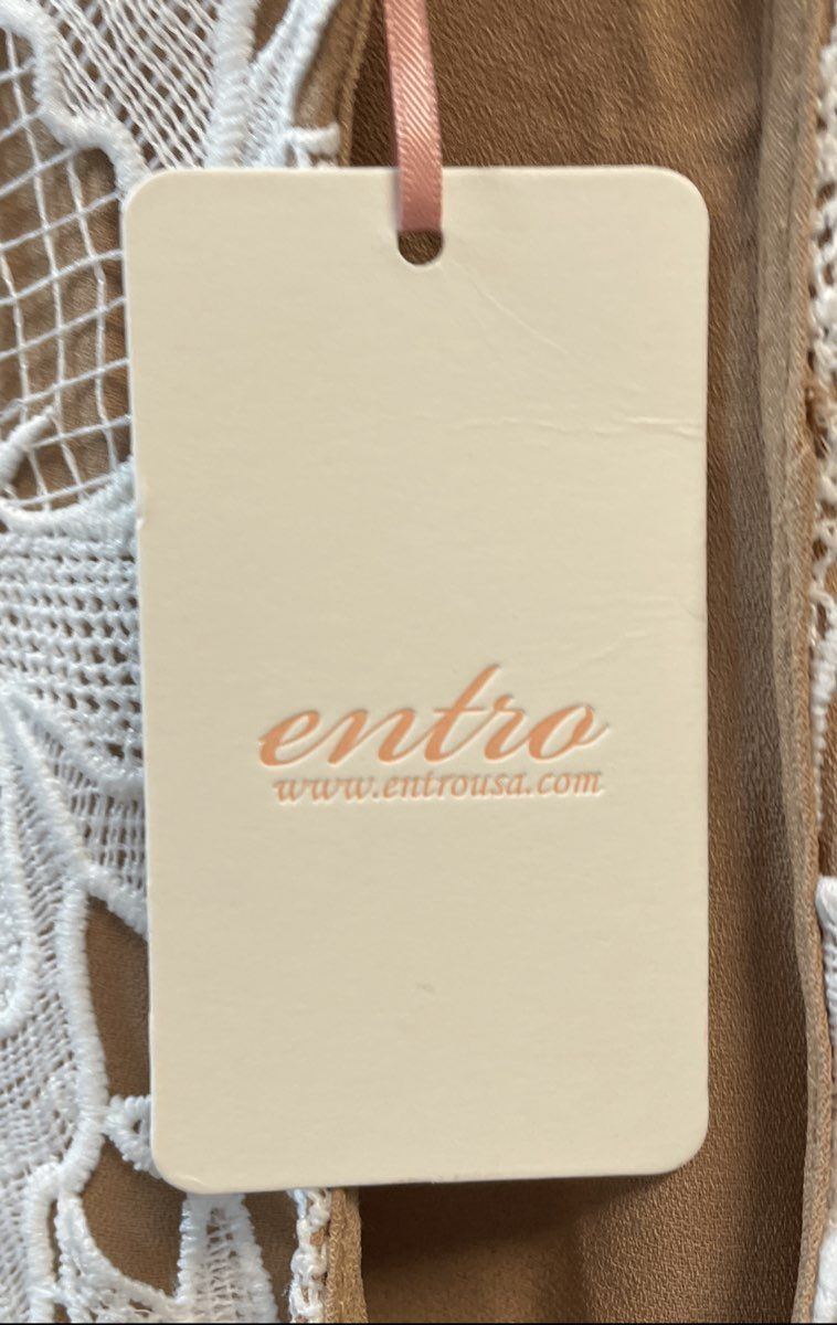 Entro Women's Floral Guipure Lace Overlay Dress White Tan Sleeveless NWT Sz S