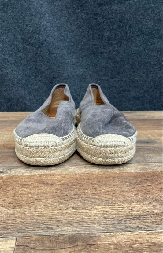 Patricia Green Grey Suede Platform Espadrille Loafers Spain Women's Size 10