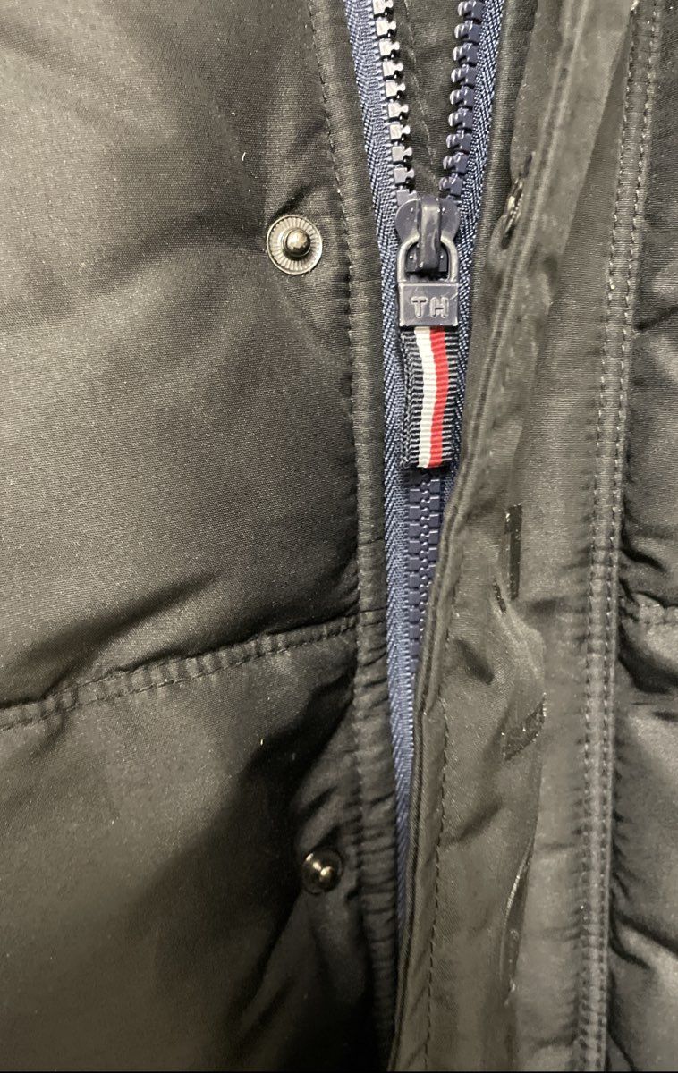 Tommy Hilfiger Boys Black Hooded Puffer Jacket Insulated Full Zip Sz M (10/12)