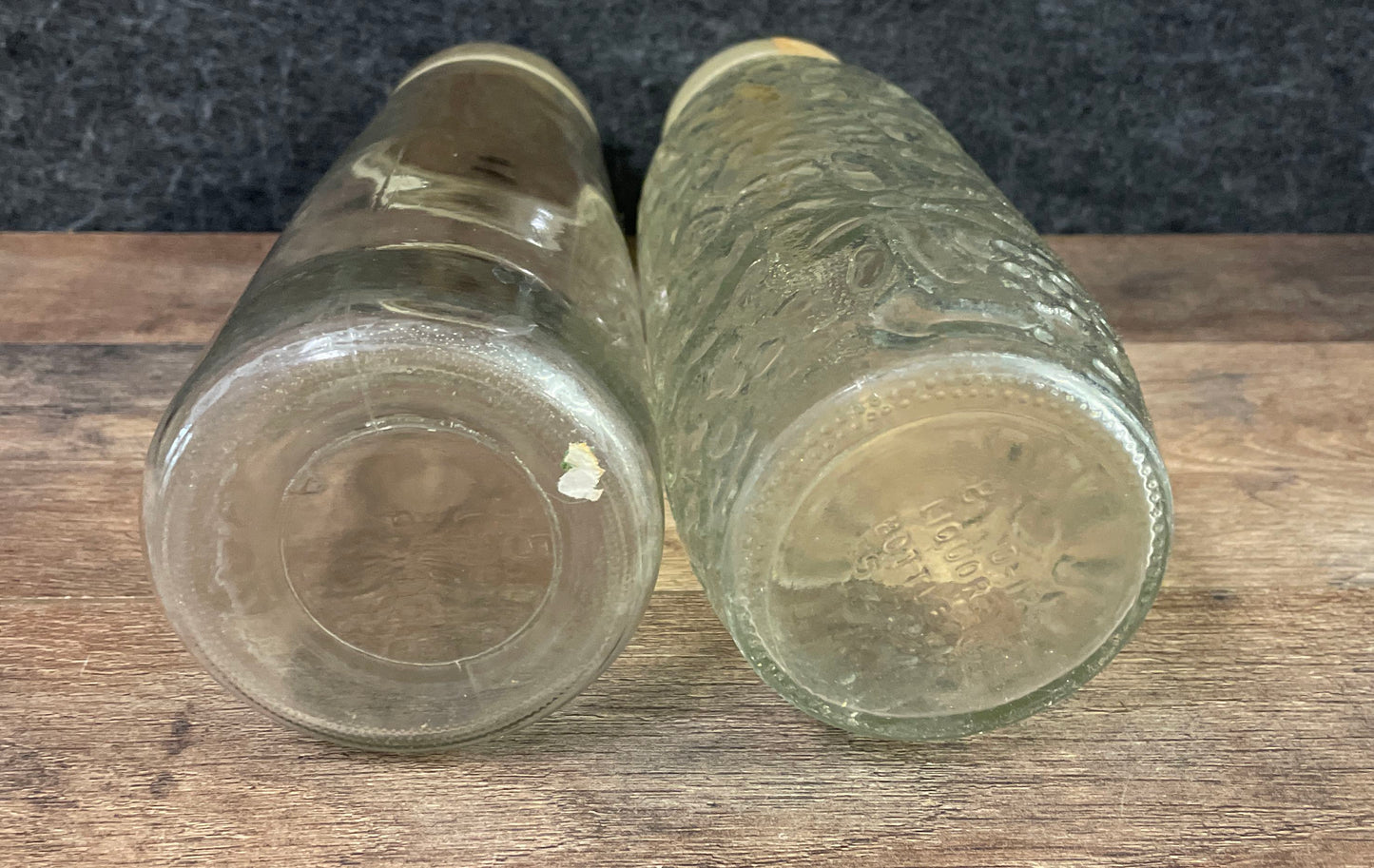 Vintage Glass Cruet & Liquor Bottle Lot 2 Anchor Hocking Grape Pattern MCM