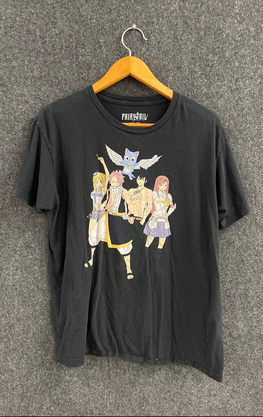 Fairy Tail Men's Black Funimation Graphic Anime Shirt Natsu Lucy Gray Erza XL