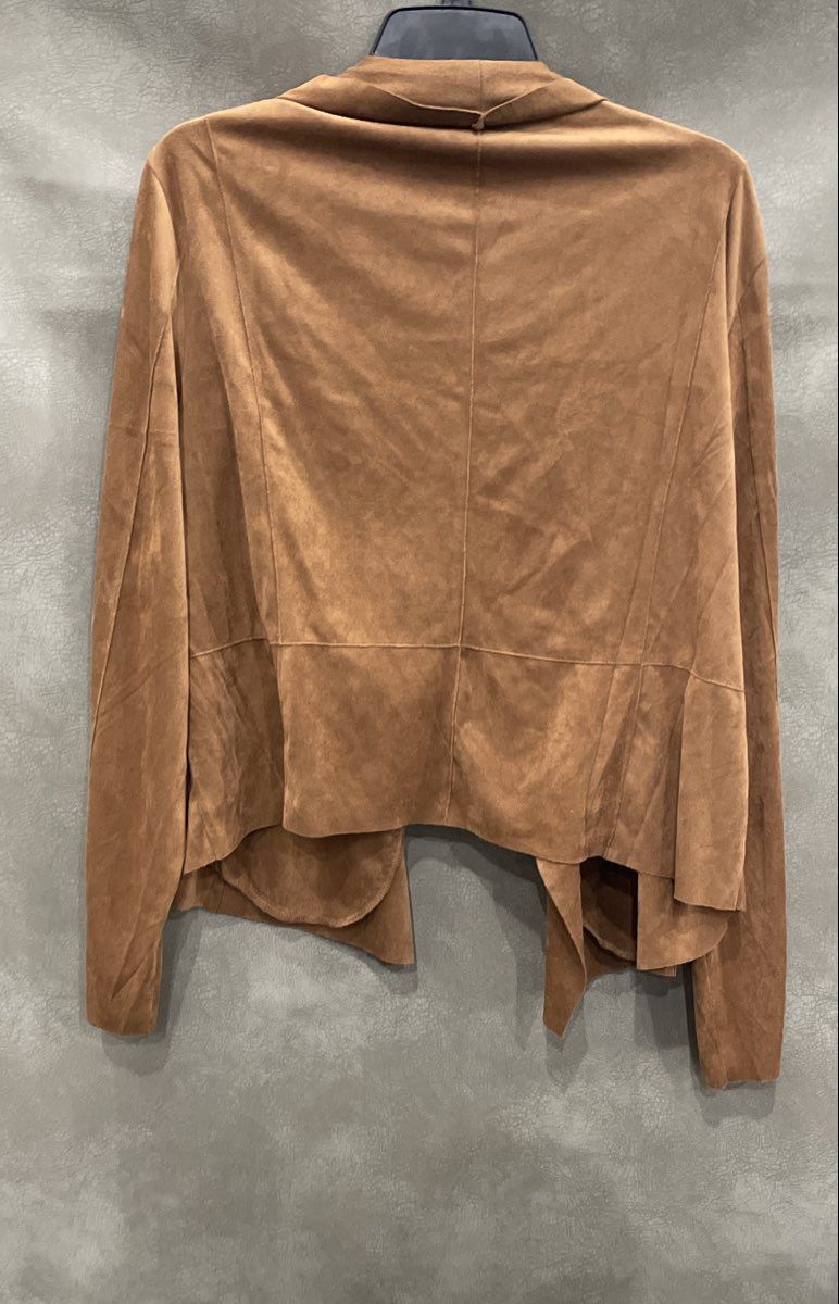 Sofia Jeans by Sofia Vergara Women's Tan Faux Suede Draped Cardigan Jacket 3XL