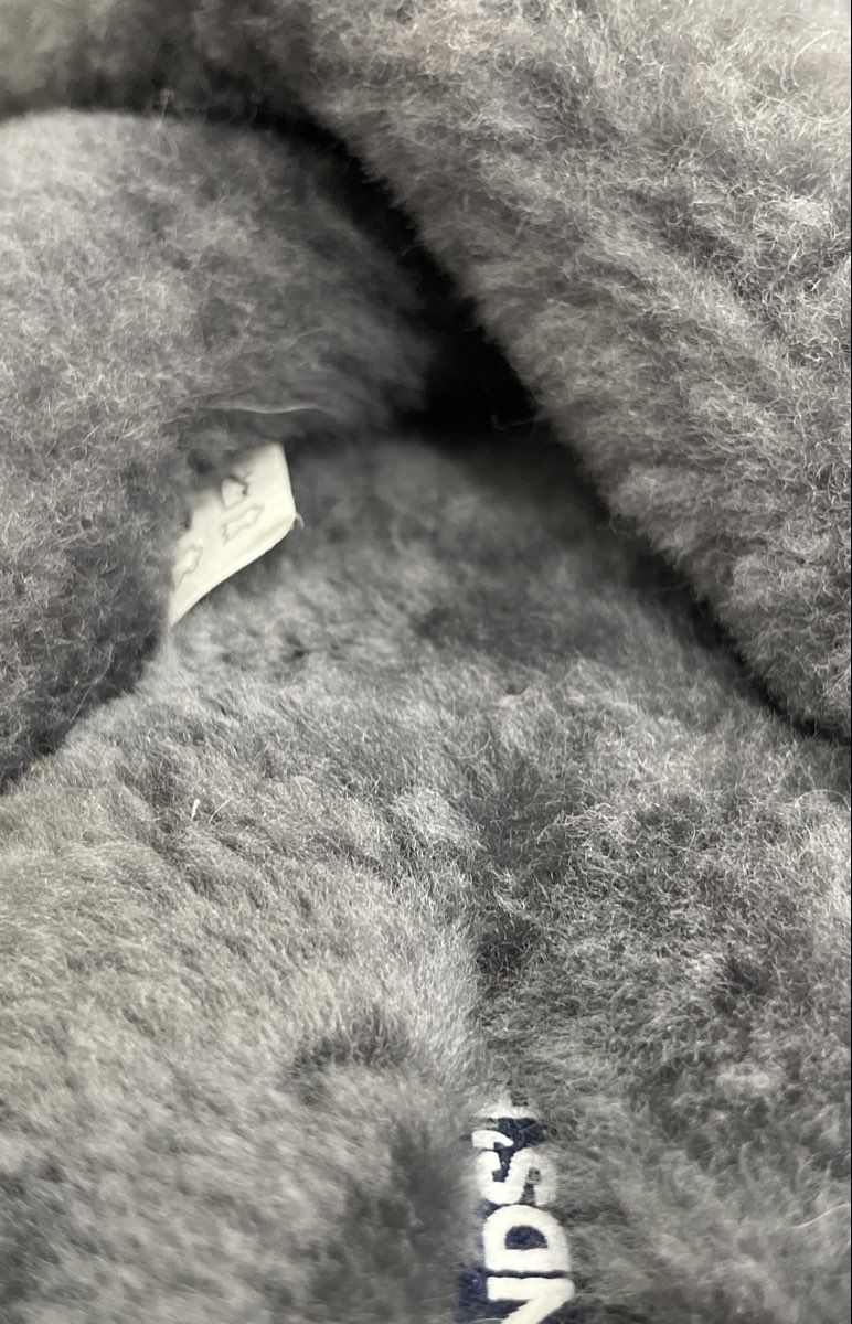 Lands' End Women's Grey Fuzzy Cross Strap Slides Size 9