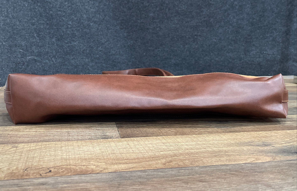 Unbranded Brown Fabric and Leather Large Tote Shoulder Bag