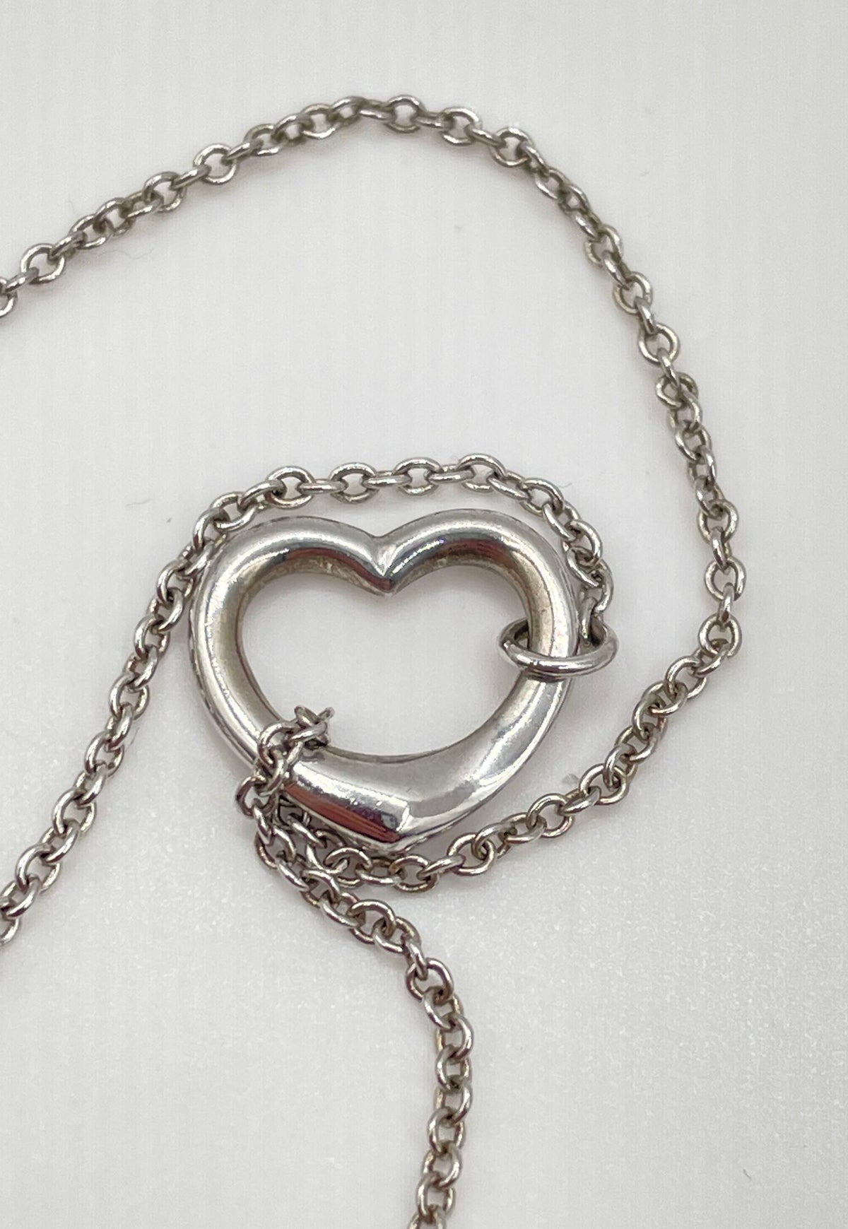 925 Sterling Silver Open Heart Pearl Lariat Necklace 5.1g