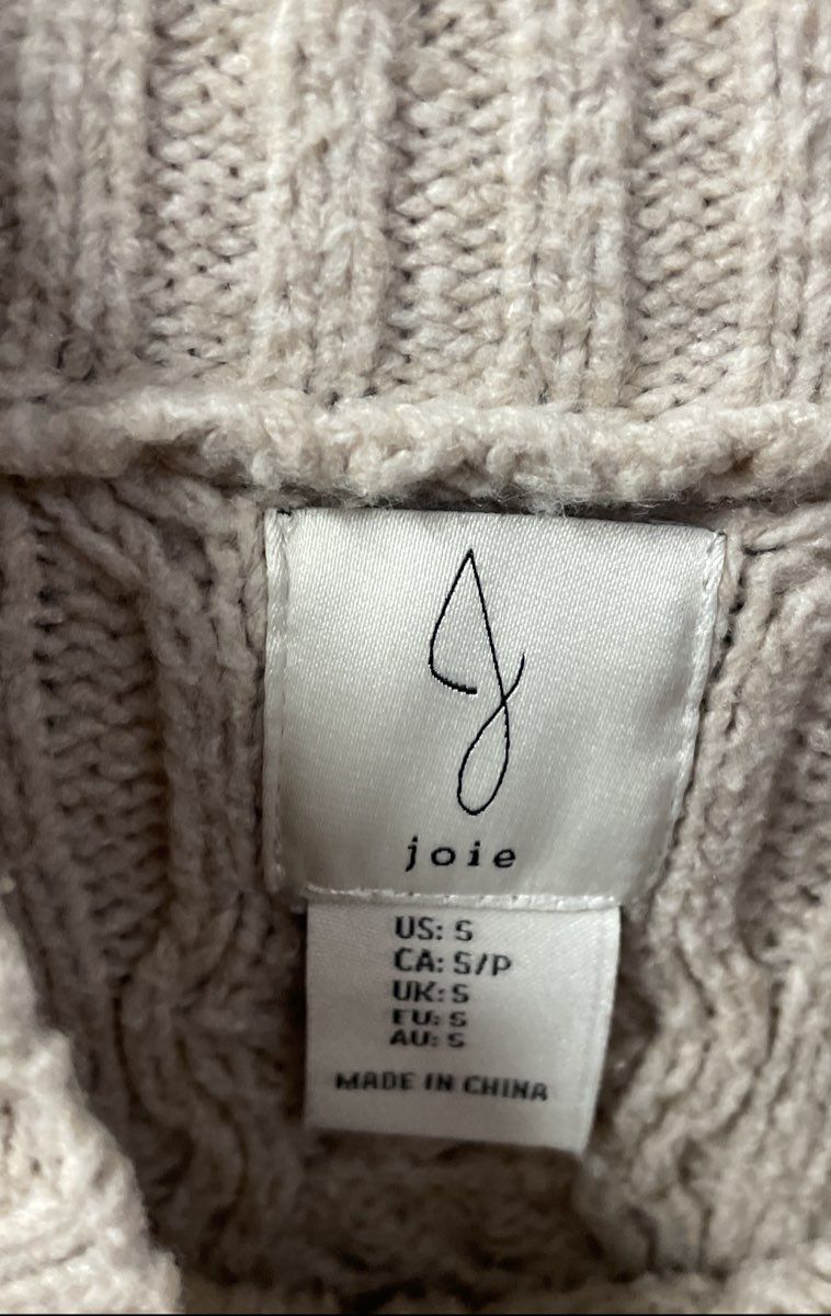 Joie Women's Cream Cable Knit Mock Neck Pullover Sweater Sz S
