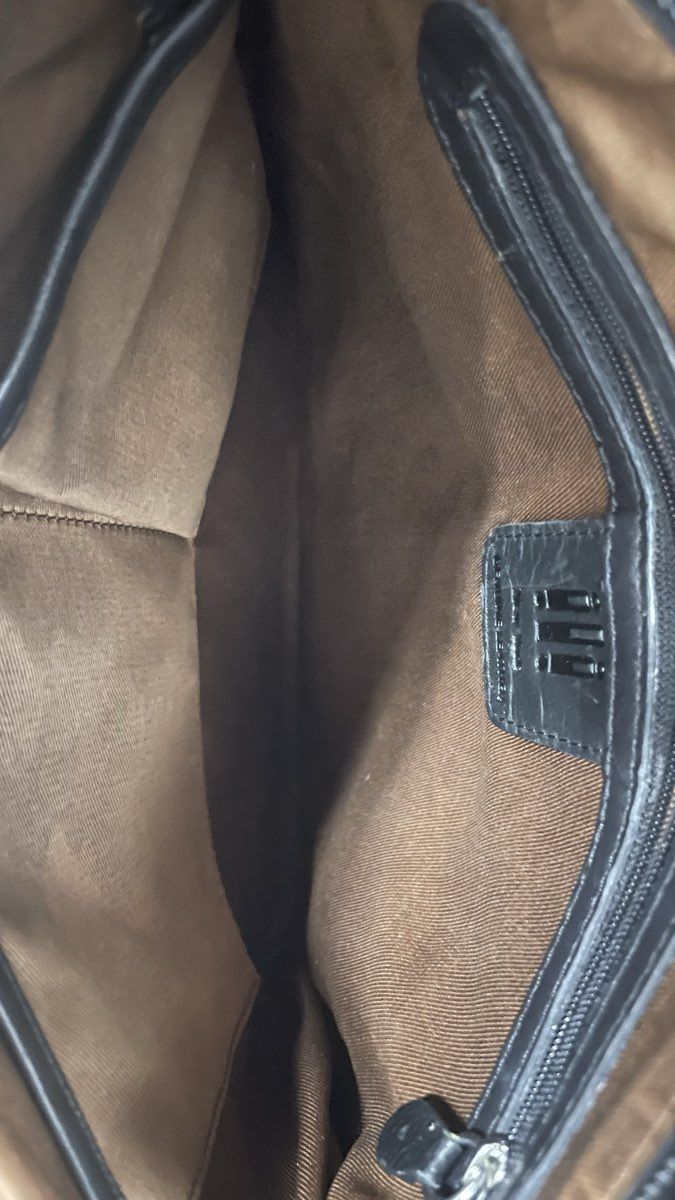 iLi Brown Black Leather Whipstitch Tassel Mini Backpack Bag RFID