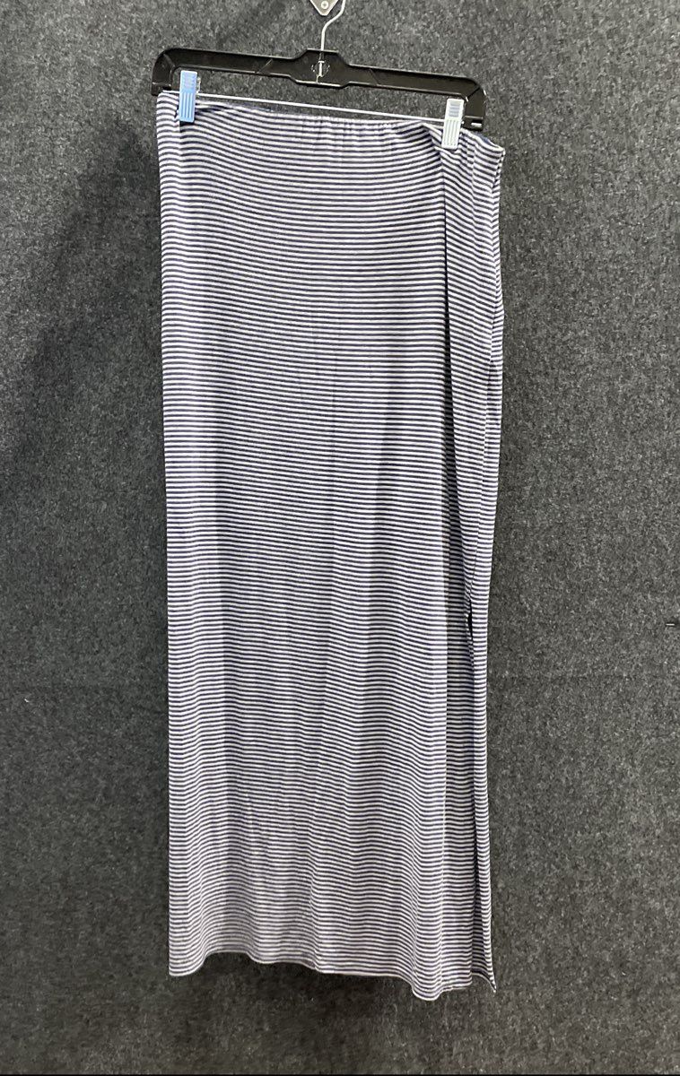 Max Edition Women's Blue White Striped Jersey Maxi Skirt Side Slit Sz M NWT