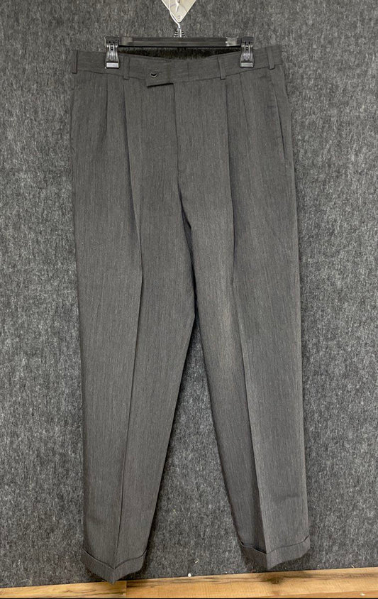 Vintage Y2K Slates Men's Gray Pleated Pants Classic Fit Wool Blend Sz 34x32