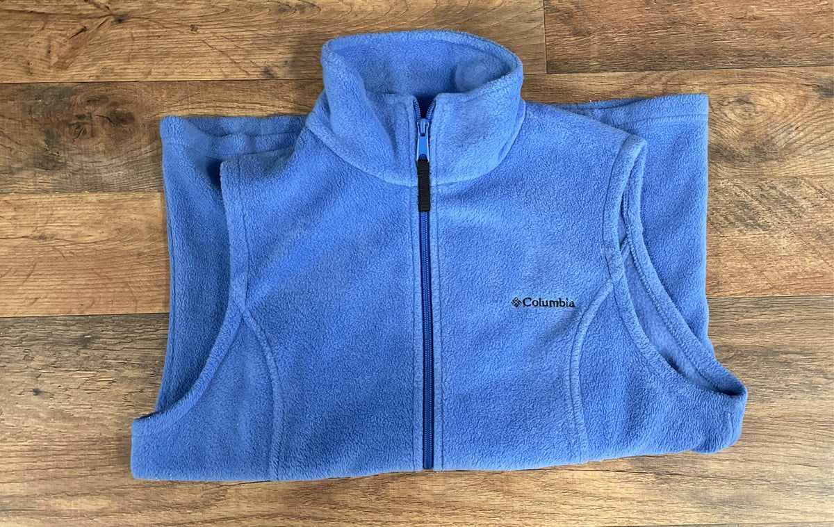 Columbia Women's Benton Springs Fleece Vest Light Blue Full Zip Sz S