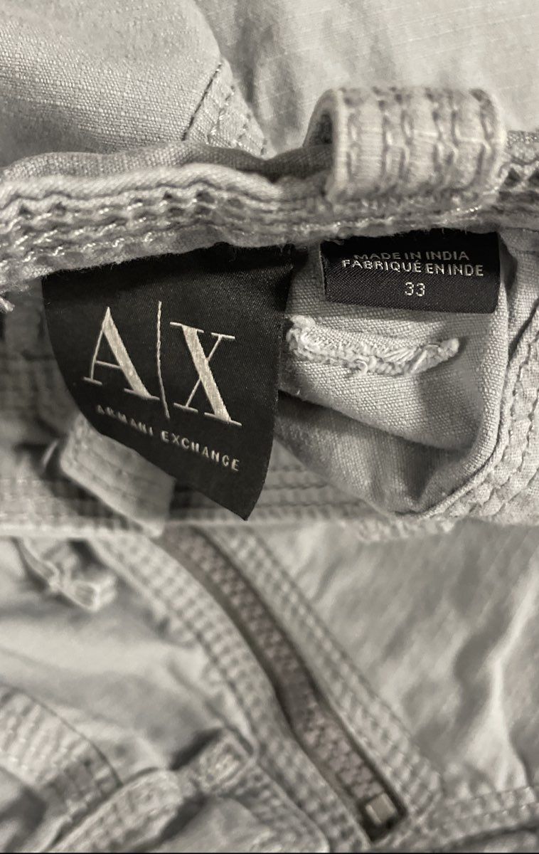 Armani Exchange Men's Light Blue Cotton Cargo Multi Pocket Zipper Shorts Sz 33