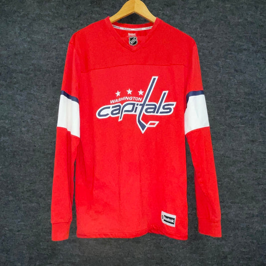 Reebok Washington Capitals NHL Long Sleeve Jersey T-Shirt Red Sz M