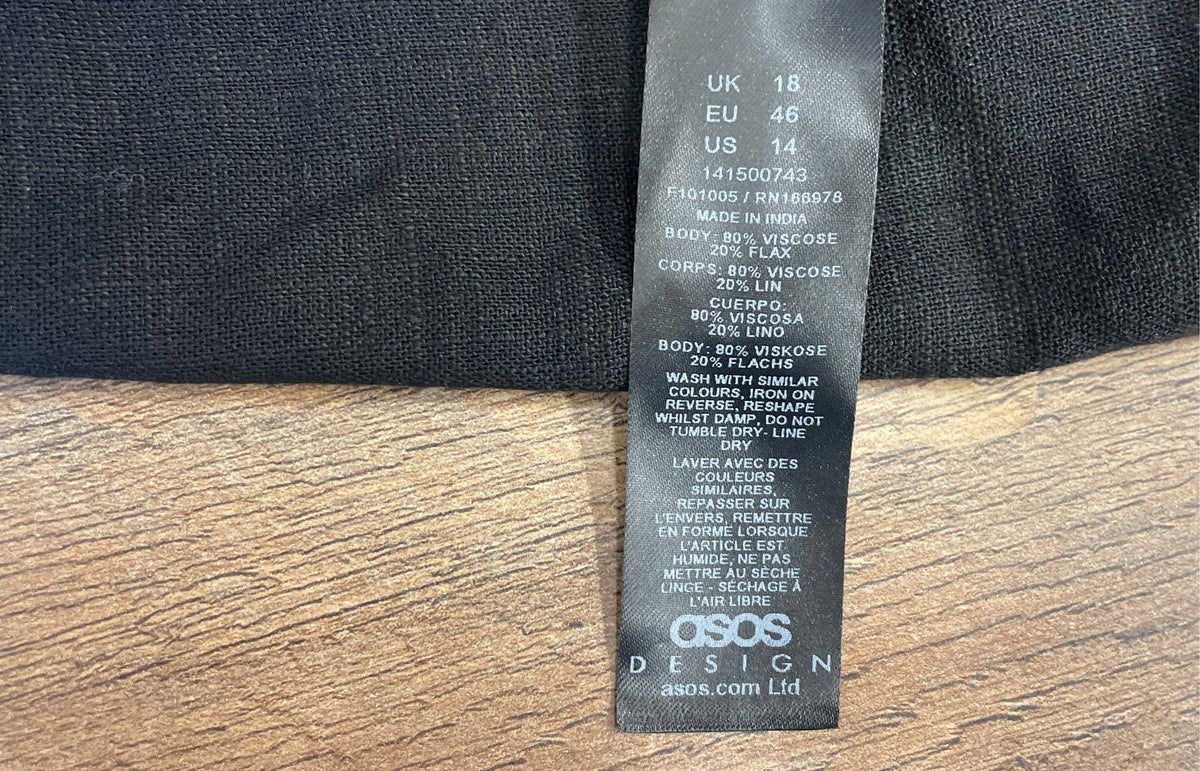 ASOS DESIGN Women's Black Twist Strap Viscose Flax Maxi Dress Size 14
