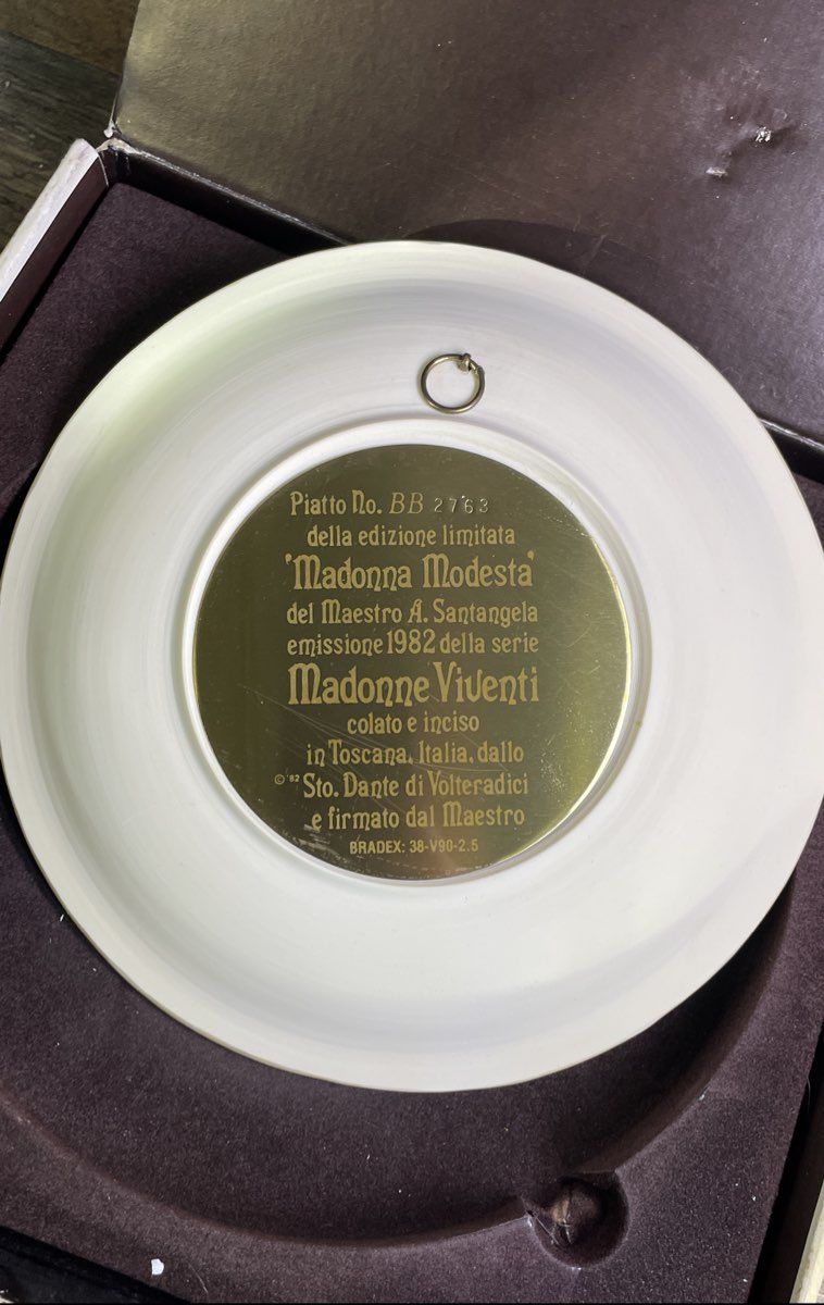 Di Volteradici Madonna Modesta 1982 Collector Plate Bradex 38-V90-2.5 IOB