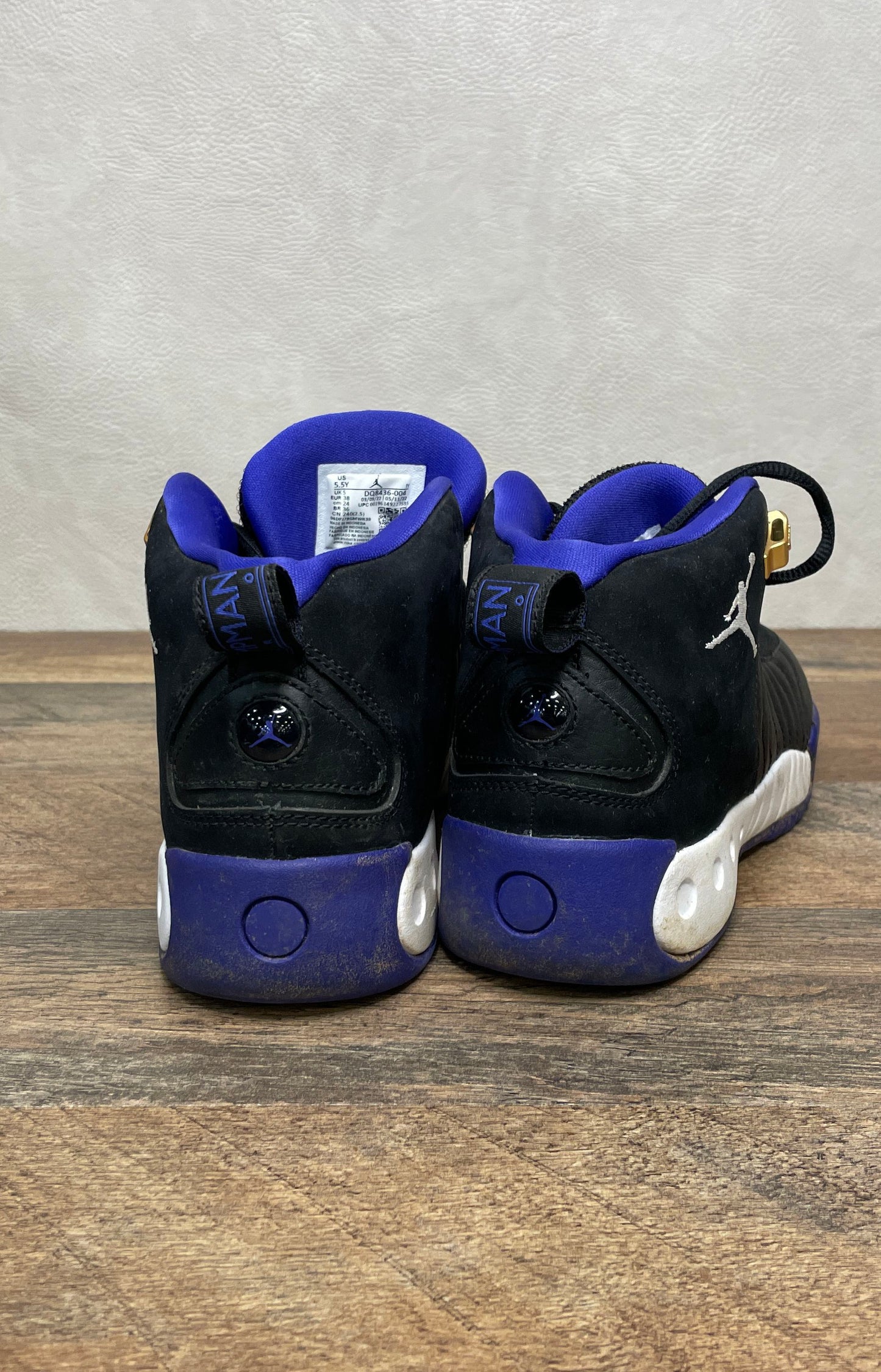 Jordan Jumpman Pro GS Black White Dark Concord Basketball Shoes Size 5.5Y