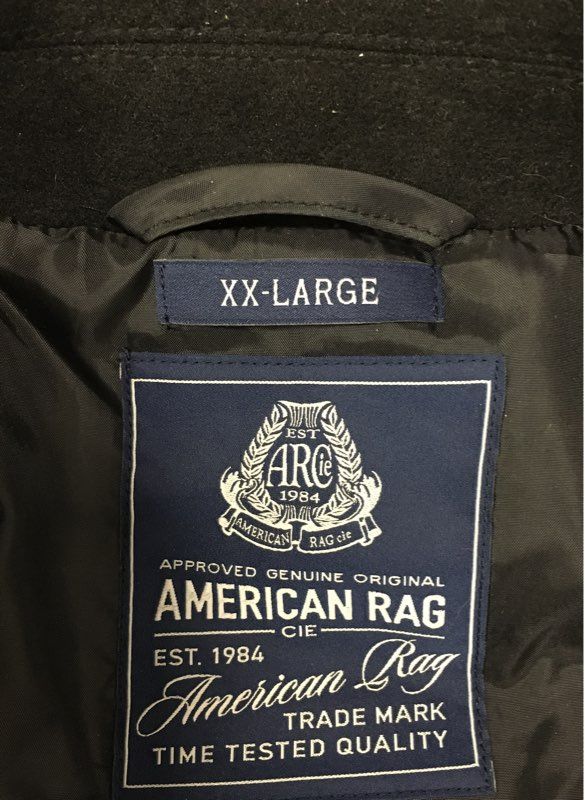 American Rag Men's Black Double Breasted Pea Coat Jacket NWT Size XXL