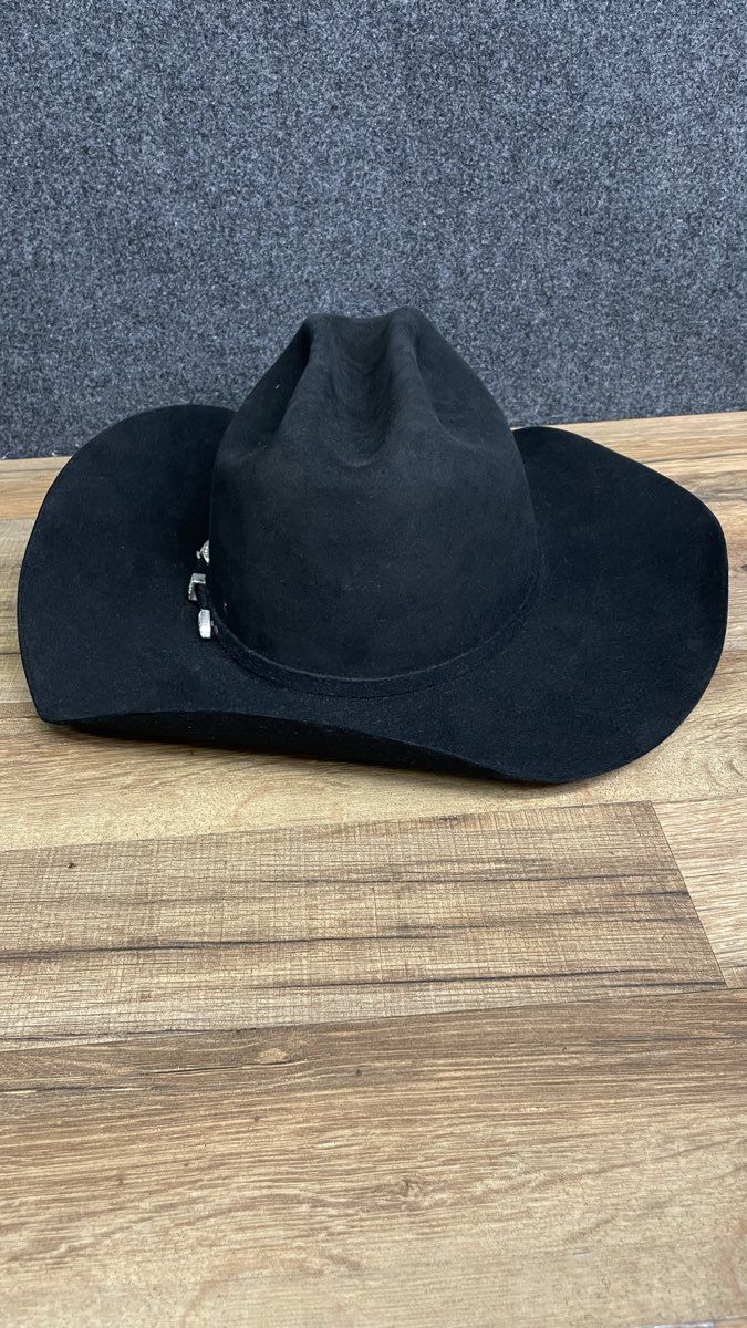 Vintage Wrangler Northbrook Black Felt Cowboy Hat 4" Brim USA Sz 7 1/2