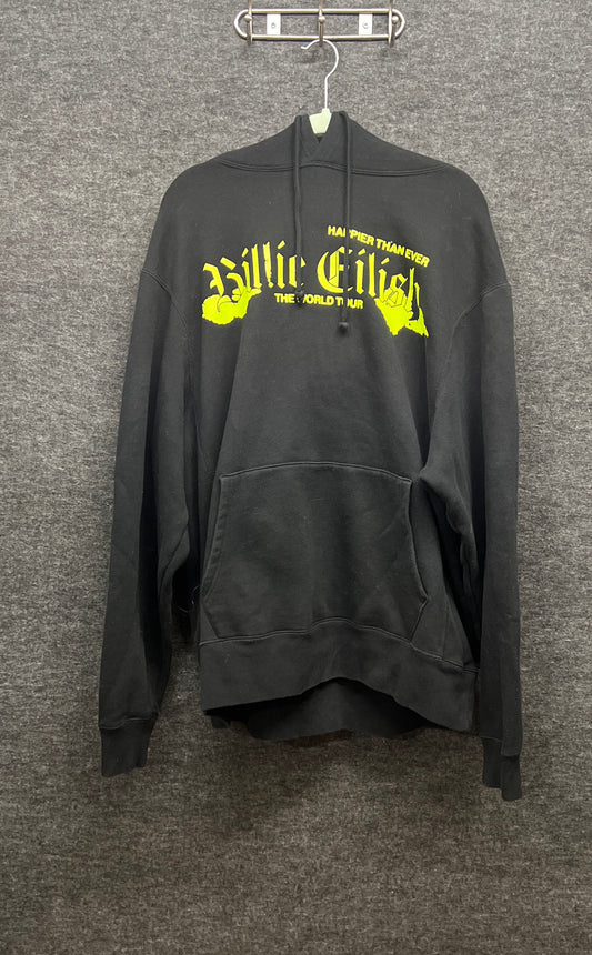 Billie Eilish Happier Than Ever World Tour 2022 Hoodie Black Neon Yellow Sz XL