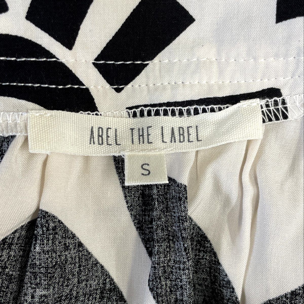 Abel the Label Women's Black White Graphic Tiered Maxi Dress Rayon Sz S