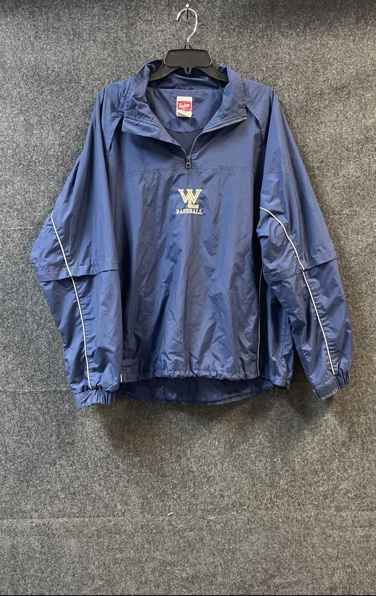 Rawlings Men's Blue 1/4 Zip WL Baseball Windbreaker Pullover Jacket Sz XL