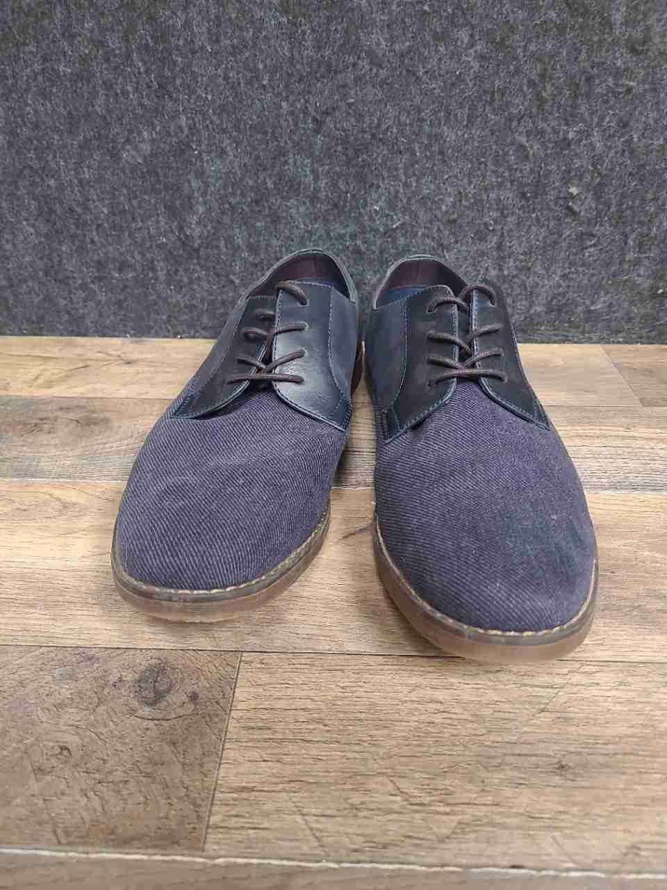 J. Ferrar Marcus Navy Blue Black Textile Synthetic Plain Toe Derby Shoes Size 11