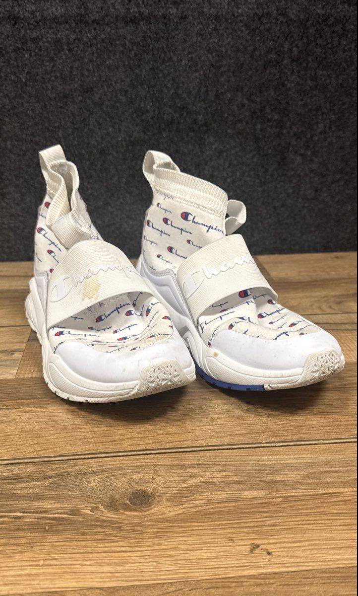 Champion Rally Script White Logo High Top Sock Sneakers Women's Size 8