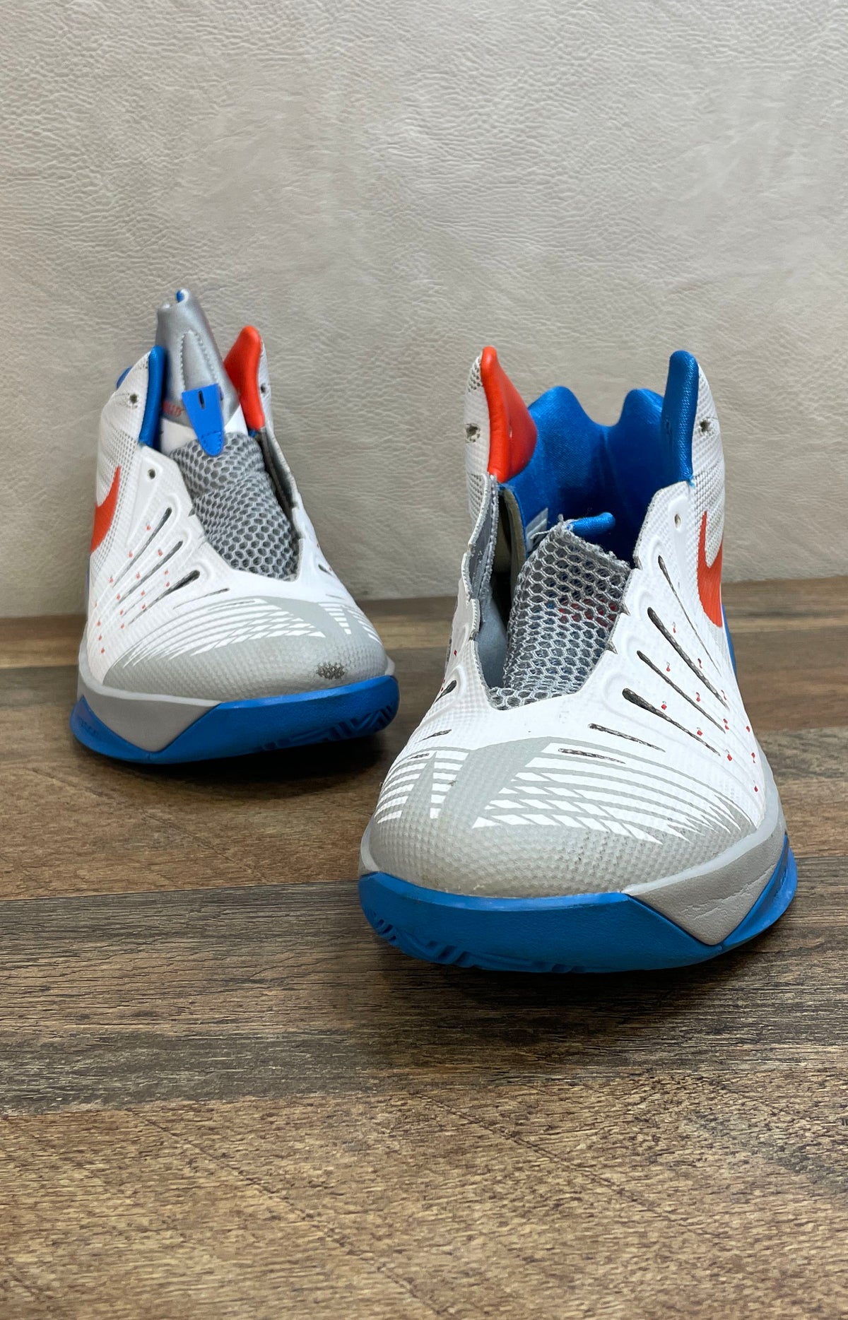 Nike Zoom Hyperfuse 2014 White Blue Red Basketball Shoes Size 8.5