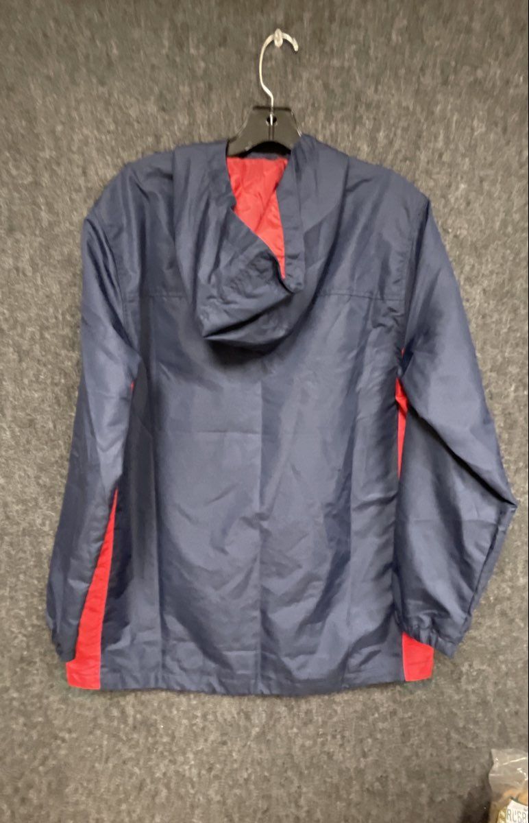 Tommy Hilfiger Boys Half Zip Hooded Windbreaker Navy Blue Graphic Sz XL 18/20