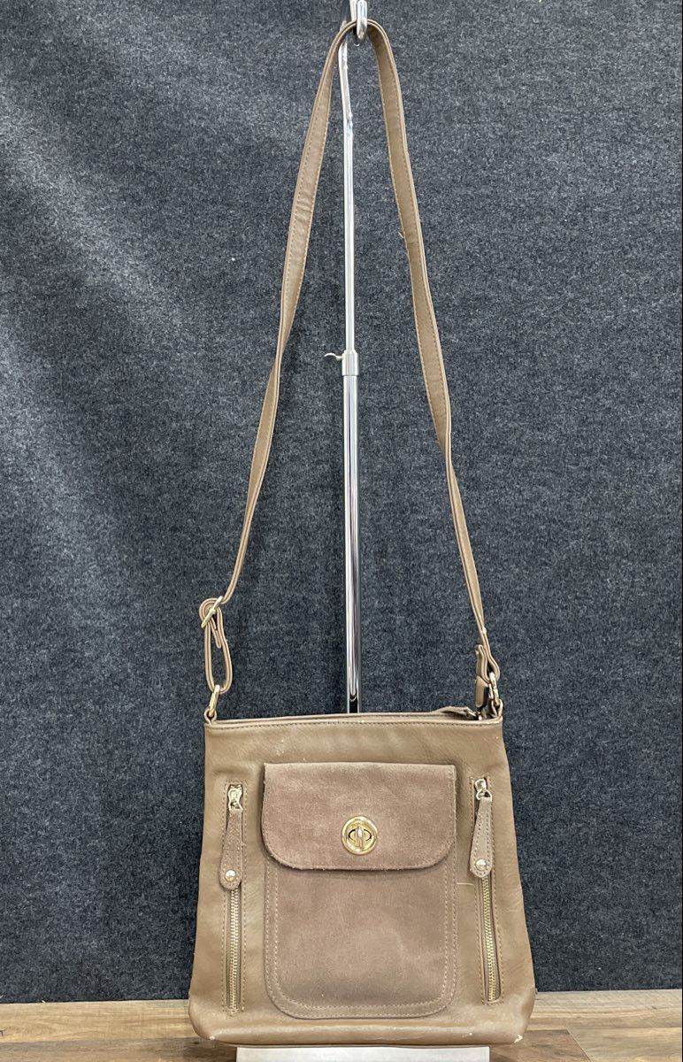 Simply Noelle Brown Faux Leather Crossbody Bag Turn Lock Flap Purse Paisley