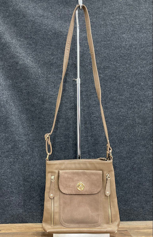 Simply Noelle Brown Faux Leather Crossbody Bag Turn Lock Flap Purse Paisley
