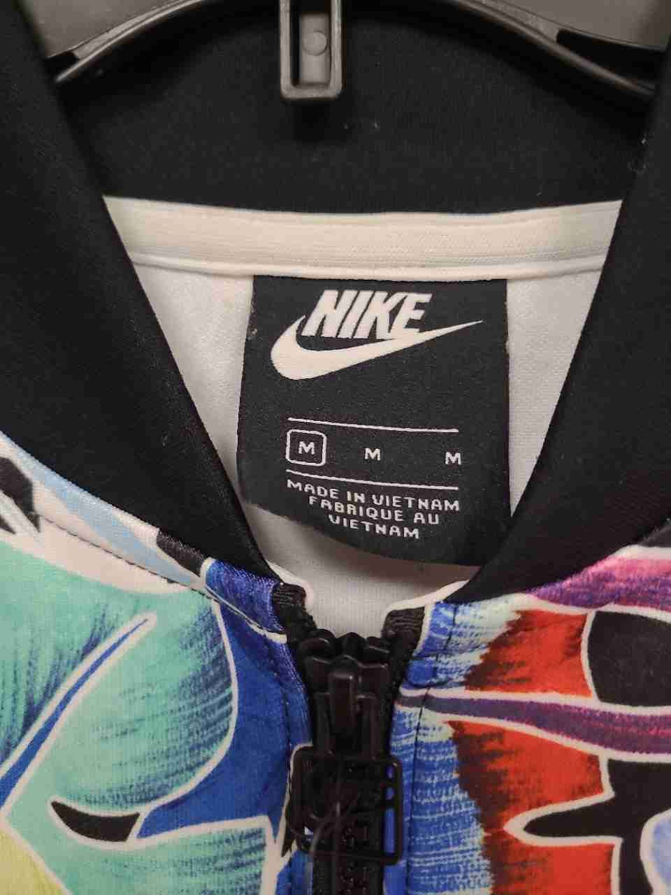 Nike Women's Tropical Floral Print Cropped Bomber Jacket Multicolor Sz M