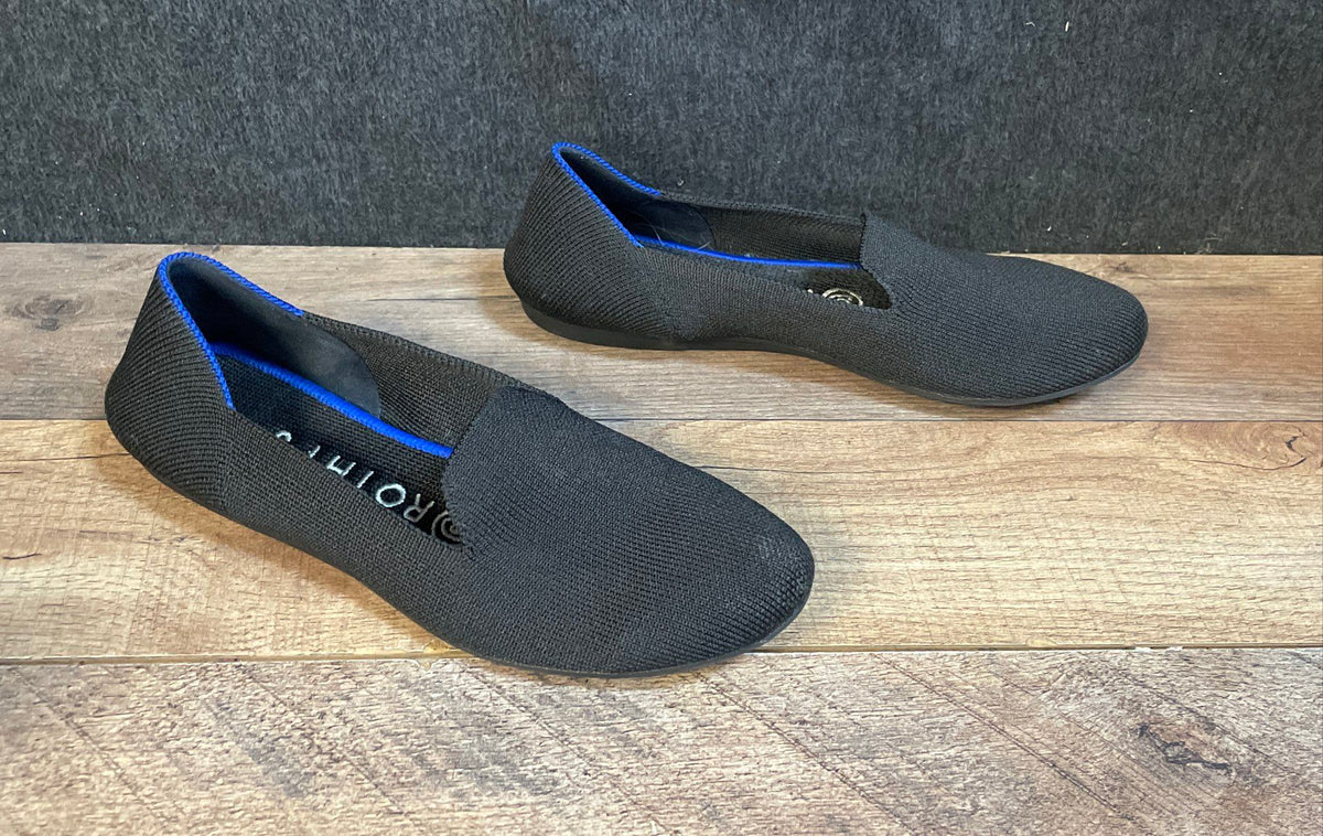 Rothy's The Loafer Black Knit Flats Women's Slip On Walking Shoes Size 5.5