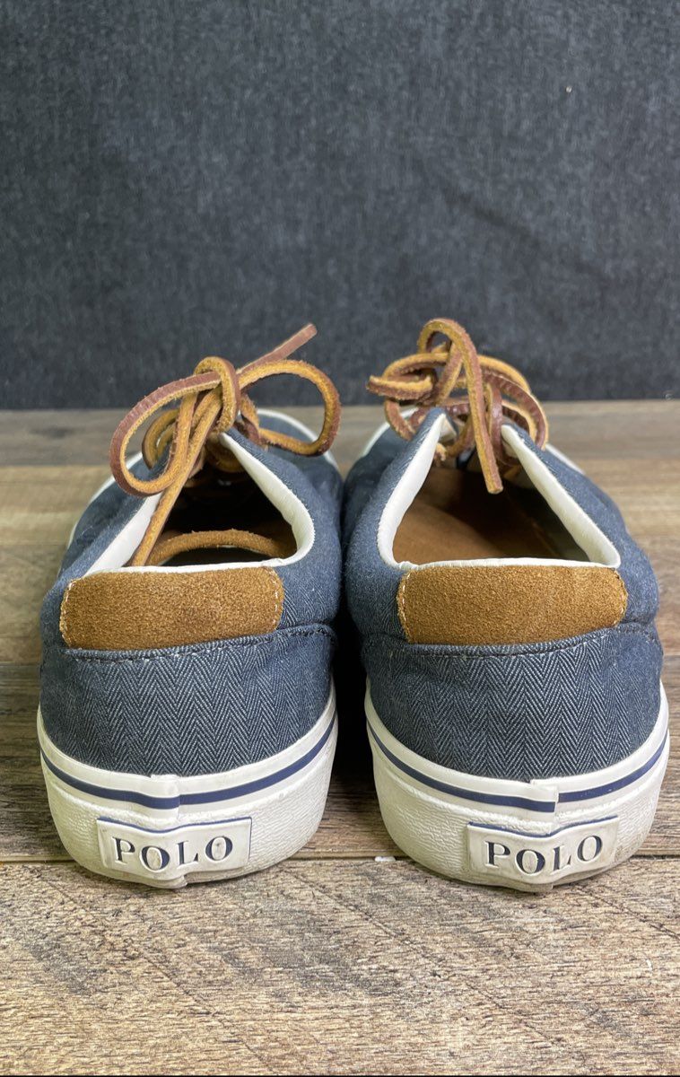 Polo Ralph Lauren Keaton-Pony Navy Herringbone Canvas Sneakers Men's Size 8.5