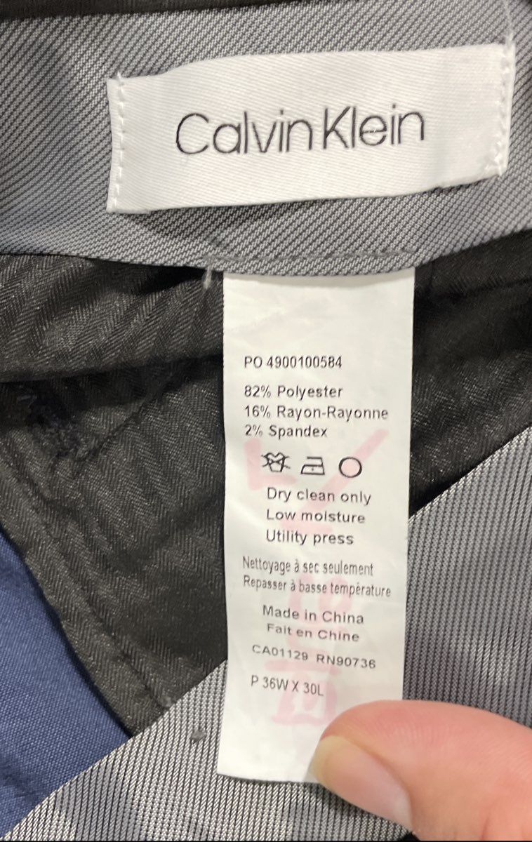 Calvin Klein Men's Blue Stretch Flat Front Slim Fit Dress Pants Sz 36x30