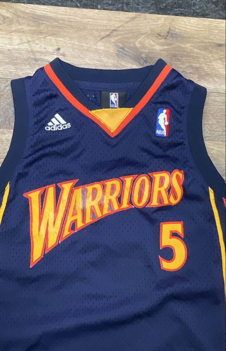 Adidas Kids Golden State Warriors Baron Davis #5 Navy Basketball Jersey Sz M