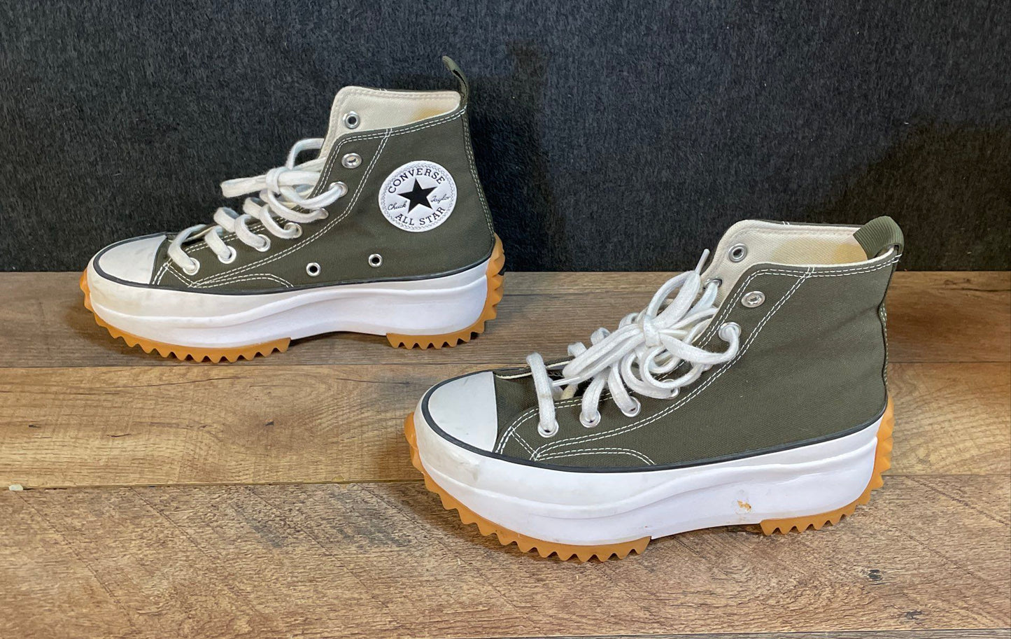 Converse Run Star Hike Hi Olive Green Platform High Top Sneakers Size M 5 W 6.5
