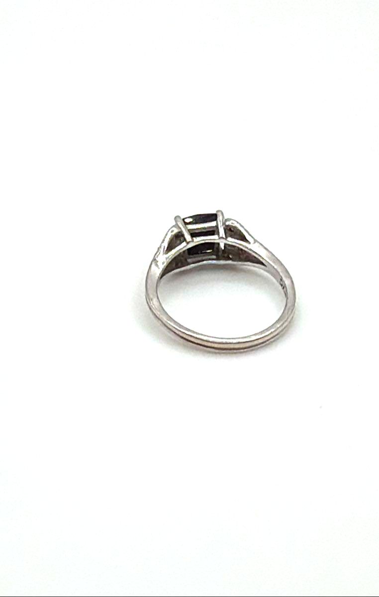 NVC 925 Sterling Silver Black Sapphire W/ CZ Accents Ring 2.7g