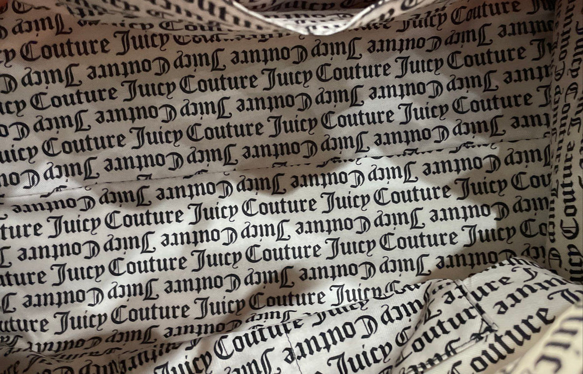 Juicy Couture Pink Leather Embossed Logo Duffle Weekender Travel Bag Large