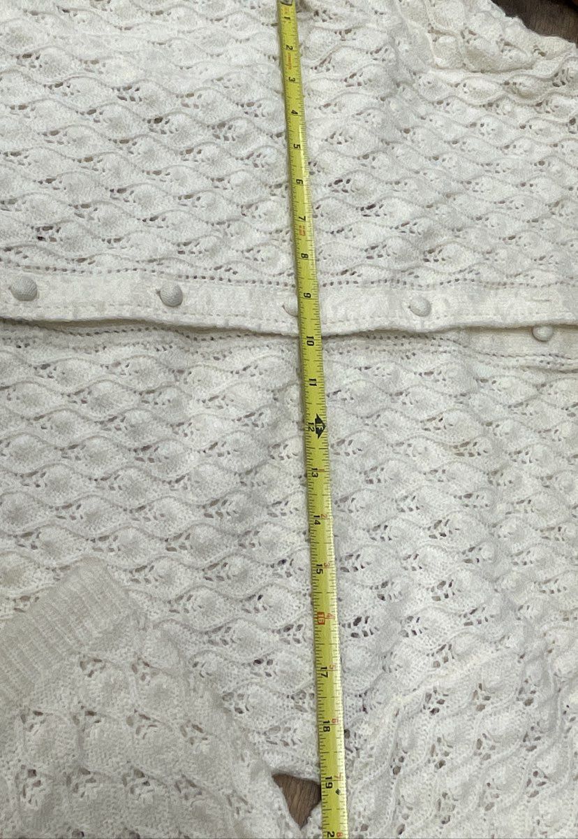 Vintage 60s Boepple White Pointelle Knit Cardigan Sweater Orlon Acrylic Sz M