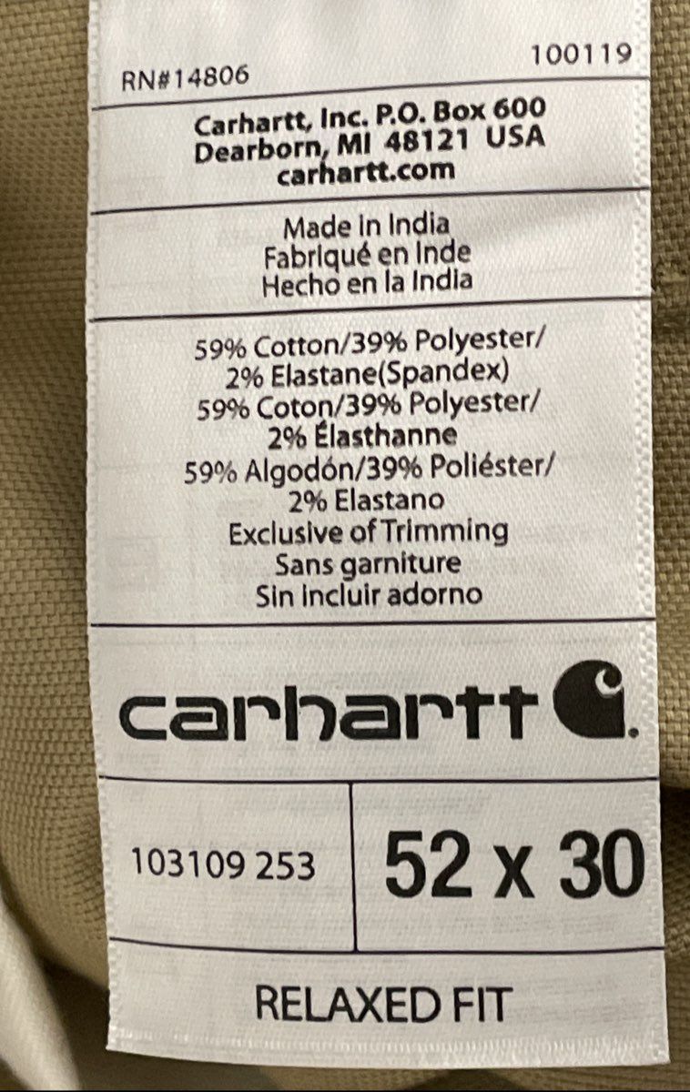Carhartt Men's Relaxed Fit Khaki Rugged Flex Rigby Work Pants 52x30 NWT