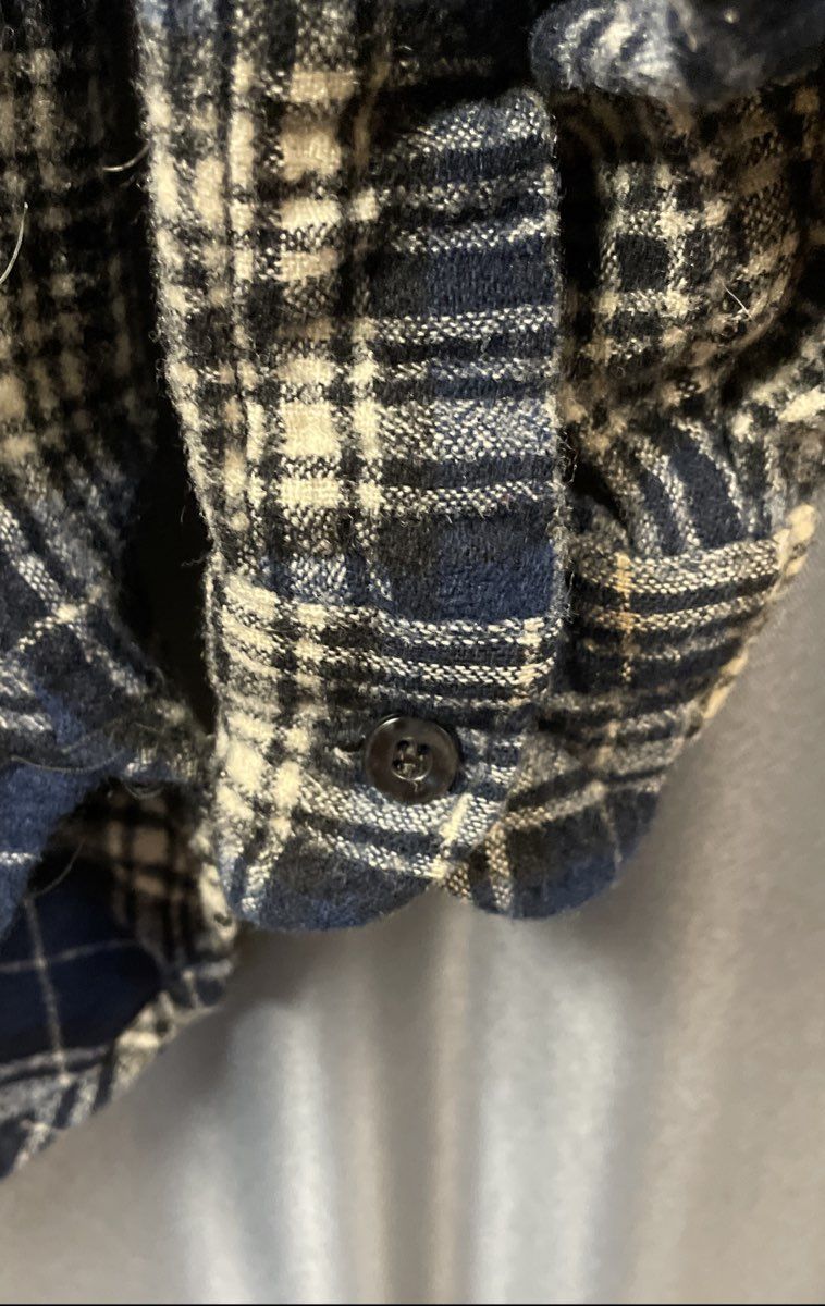 Vintage 70s Pendleton Men's Blue Cream Plaid Wool Board Shirt Made in USA Sz L