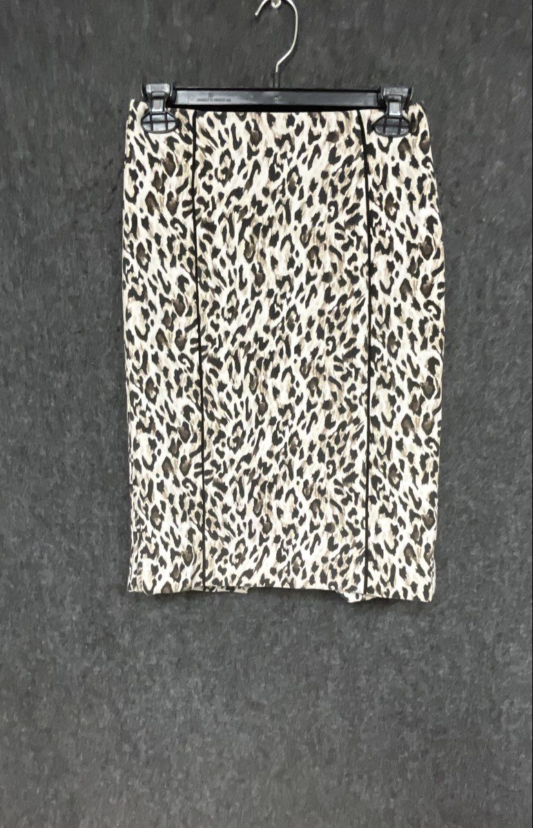 White House Black Market Women's Leopard Print Pencil Skirt Tan Black Sz 00