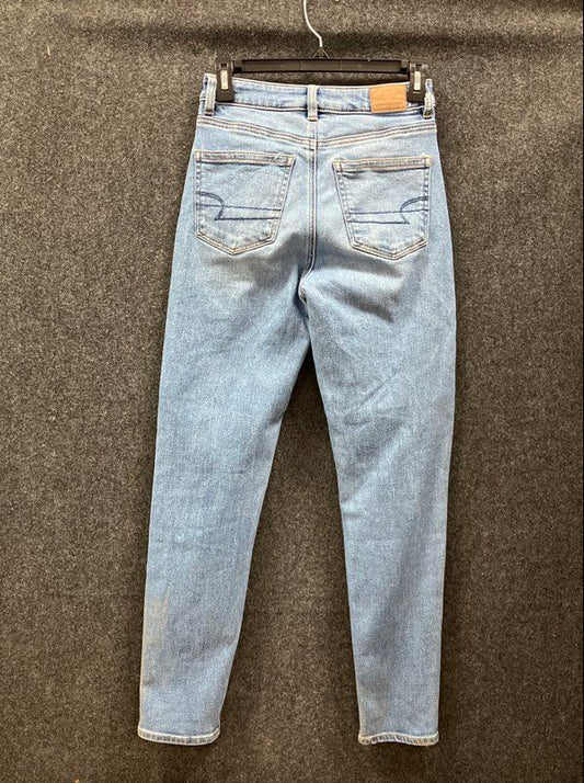 American Eagle Women's Light Wash High Rise Stretch Slim Leg Jeans Sz 00 Reg
