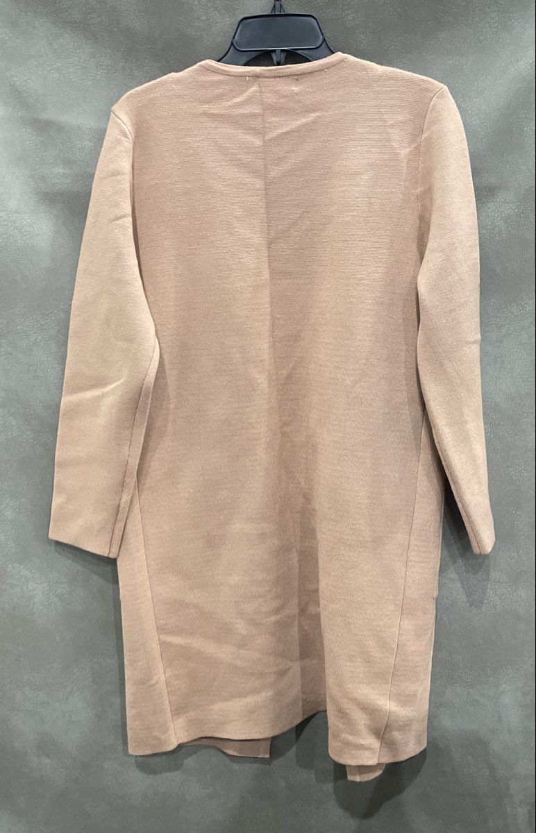 Anrabess Women's Open Front Cardigan Sweater Jacket Pinkish Tan Ribbed Sz M