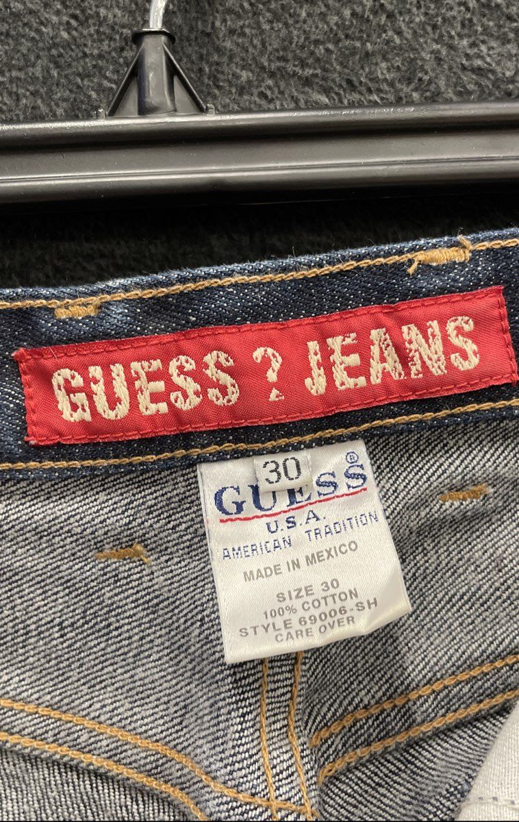 Vintage Y2K Guess Men's Dark Wash Straight Leg 100% Cotton Jeans 69006-SH Sz 30