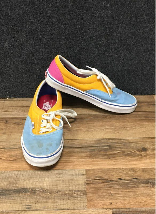 Vans Era Colorblock Blue Yellow Pink Canvas Skate Shoes Men's Size 10