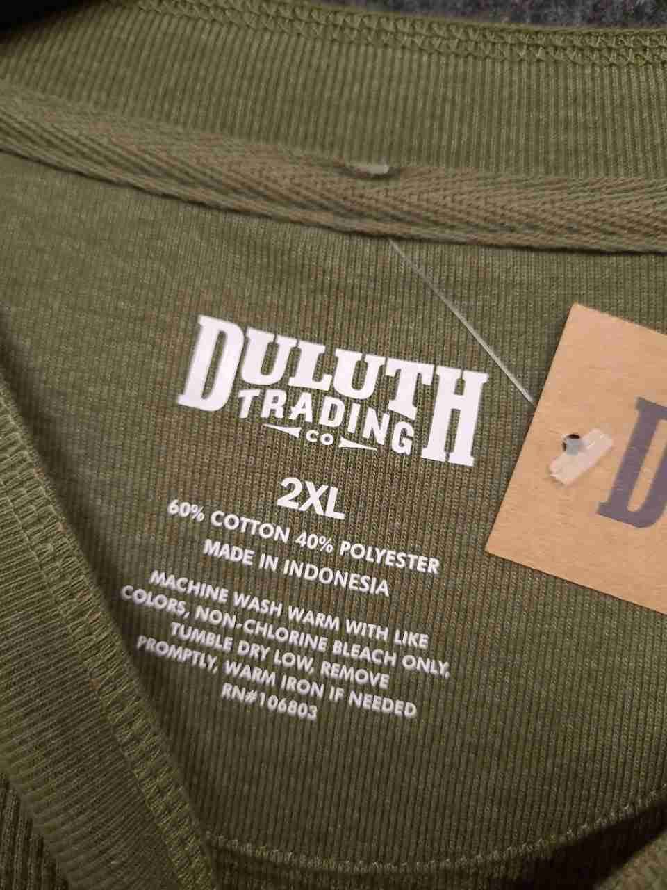 Duluth Trading Co Men's Burly Thermal Henley Shirt Olive Waffle Knit NWT Sz 2XL