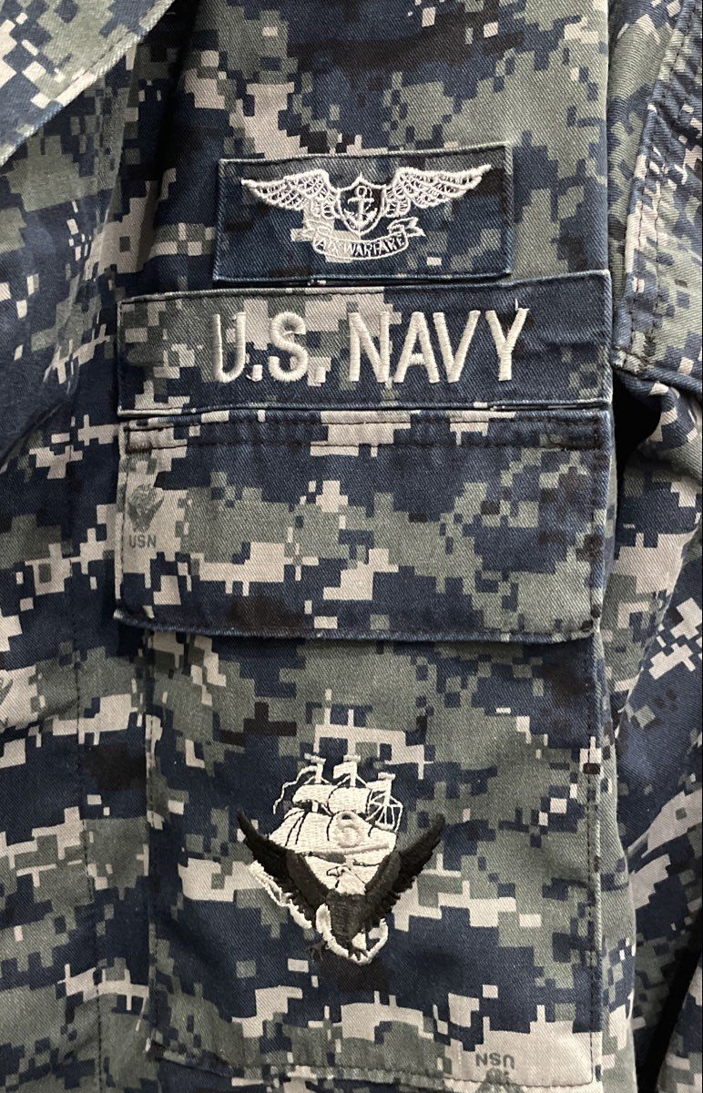 US Navy Men's NWU Type I Blouse Blue Digital Camo Air Warfare Meadows Med Long